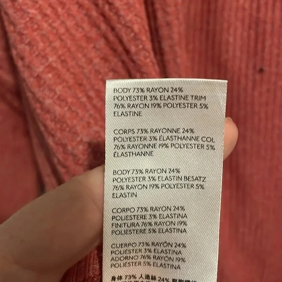 Free People Women's XS Leo Oversized Henley Top Waffle Knit Thermal - Picture 9 of 9